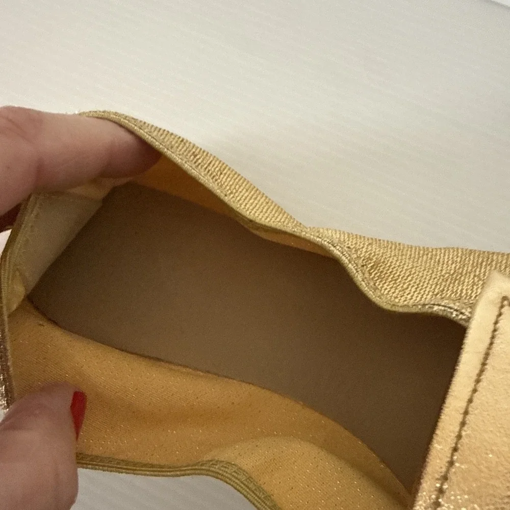 Vintage Rare Bertlyn New York Folding Gold‎ Flats Shoes Size 6 Sparkly 1960s